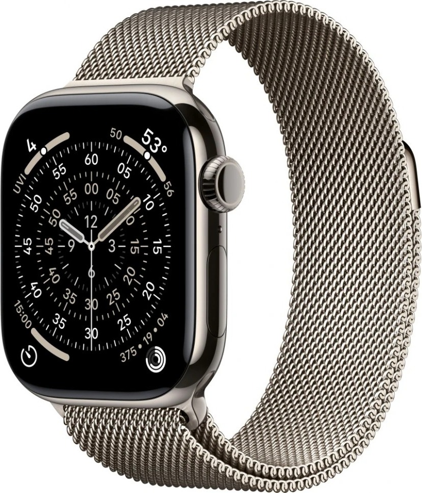 Умные часы Apple Watch Series 11 42 мм, Natural Titanium Case with Natural Milanese Loop, GPS + Cellular, Серебристый детальное изображение - 1