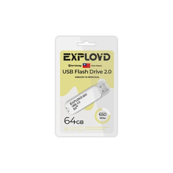 USB Flash накопитель Exployd 650 64 ГБ, белый детальное изображение - 1