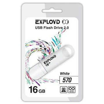 USB Flash накопитель Exployd 570 16 ГБ, белый детальное изображение - 1