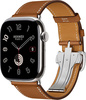 Смарт-часы Apple Watch Hermes Series 10 42 мм, Silver Titanium Case with Fauve Barenia Single Tour Deployment Buckle, Серебристый/Коричневый вариант - 1
