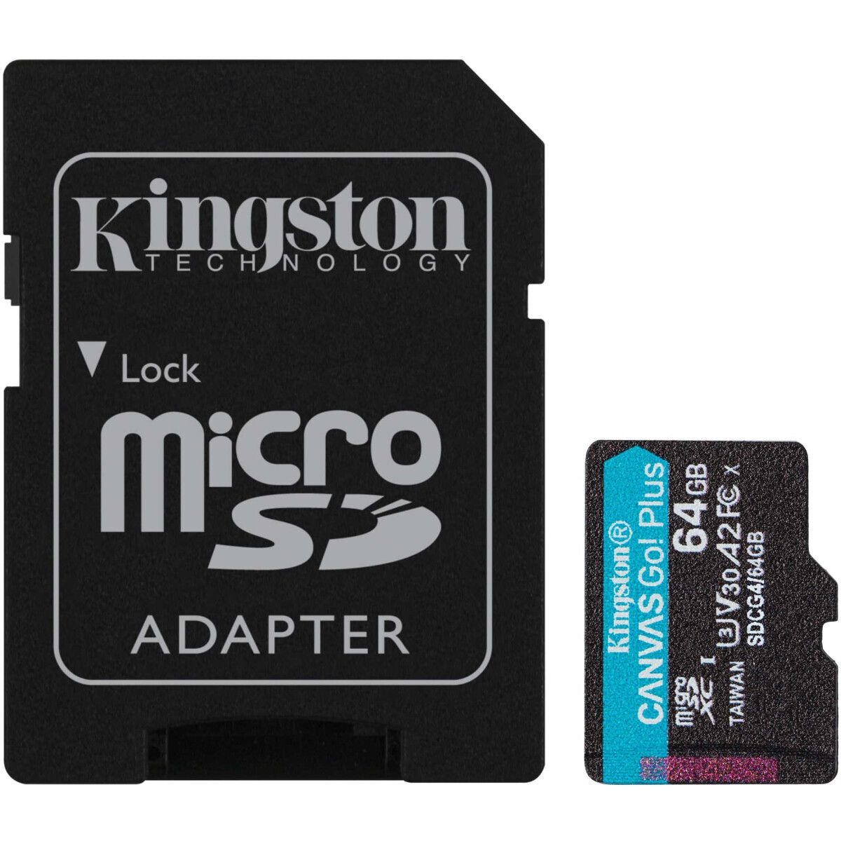 Карта памяти Kingston Canvas Go! Plus MicroSD + SD адаптер (SDCG4/64GB), 64 Гб детальное изображение - 2