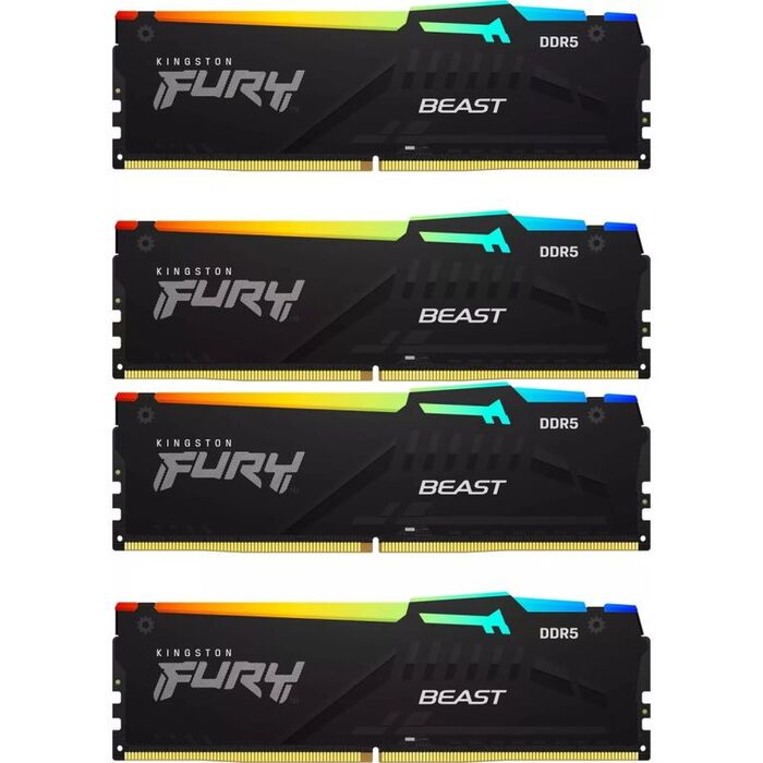 Оперативная память Kingston Fury Beast Black RGB DDR5 5200MHz, KF552C40BBAK4-64, 4x16 Гб KIT, 64 Гб №1