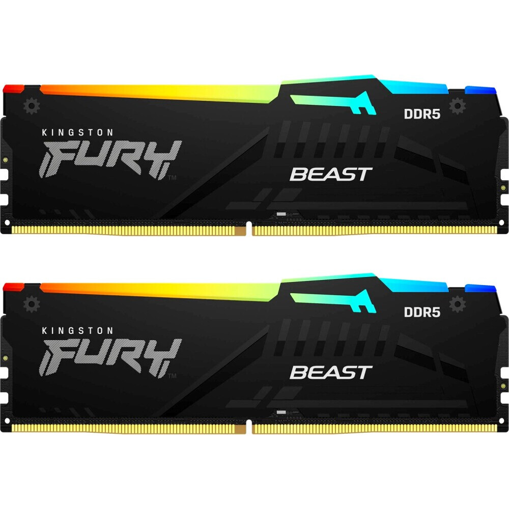 Оперативная память Kingston Fury Beast Black RGB DDR5 6000MHz, KF560C36BBEAK2-32, 2x16 Гб KIT, 32 Гб детальное изображение - 1