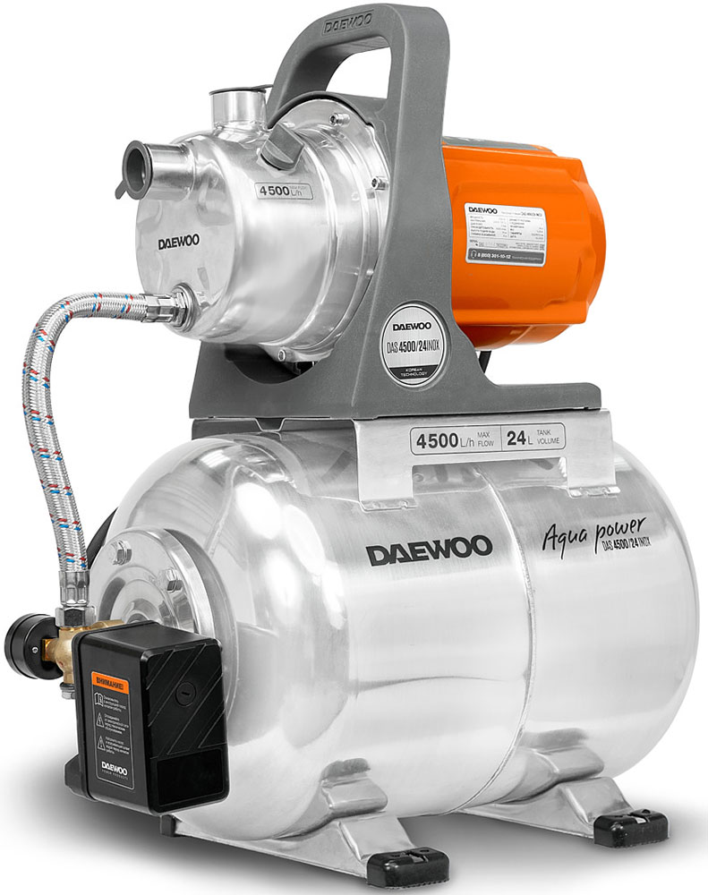 Насос Daewoo Power Products DAS 4500/24 INOX, 75 л/мин, 25 мм, напор 50 м, d=25 мм, 1300 Вт, Оранжевый детальное изображение - 2