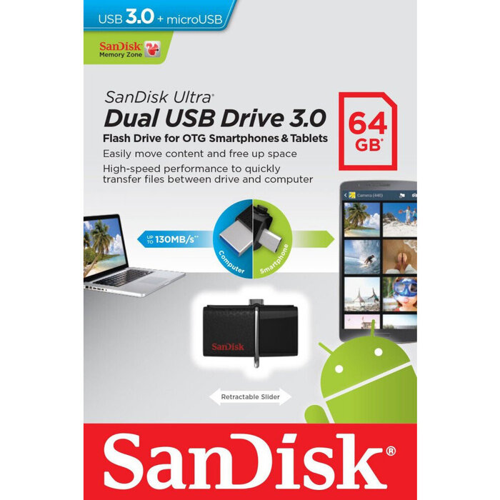 USB Flash накопитель SanDisk Ultra Dual (SDDD2-064G-G46) 64 ГБ, черный №5