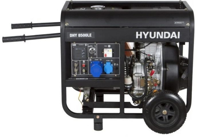 Генератор дизельный с воздушным охлаждением HYUNDAI DHY 8500LE, открытый, 6.5 кВт, Черный детальное изображение - 3