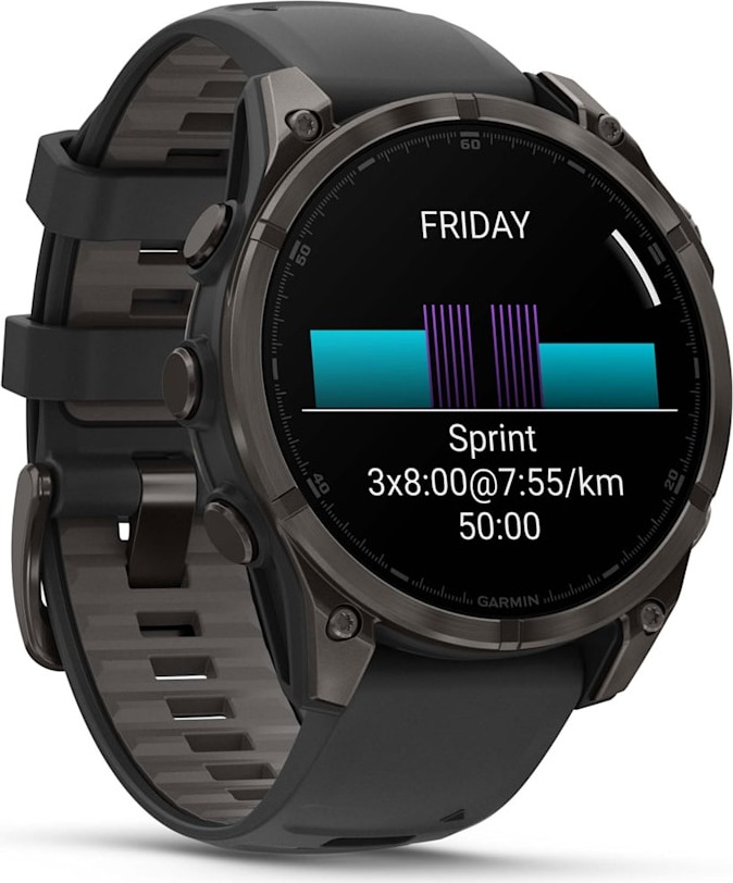 Смарт-часы Garmin Fenix 8 AMOLED Sapphire DLC, 47 мм, угольно-черный, пепельно-черный силиконовый ремешок детальное изображение - 6