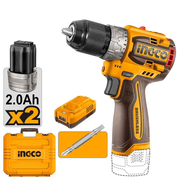 Аккумуляторная дрель-шуруповерт INDUSTRIAL INGCO CDLI16682, 20 В,  60 Нм, 2 А·ч №2