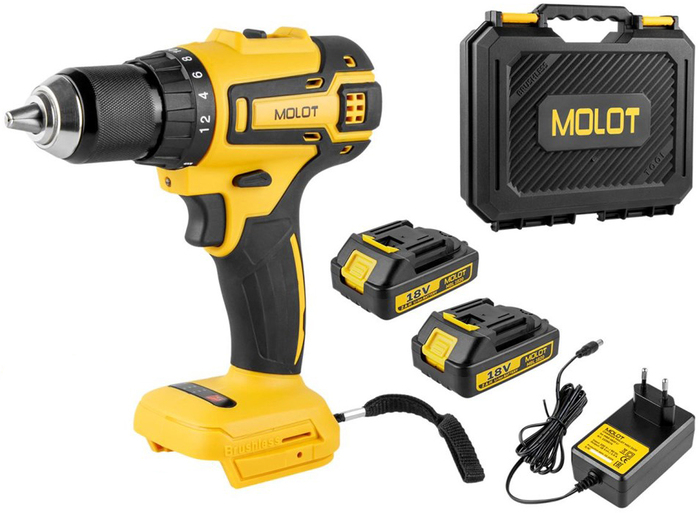 Аккумуляторная дрель-шуруповерт MOLOT MBD 1820 Li 1335569, 18 В, 50 Нм, 2 А·ч  №2