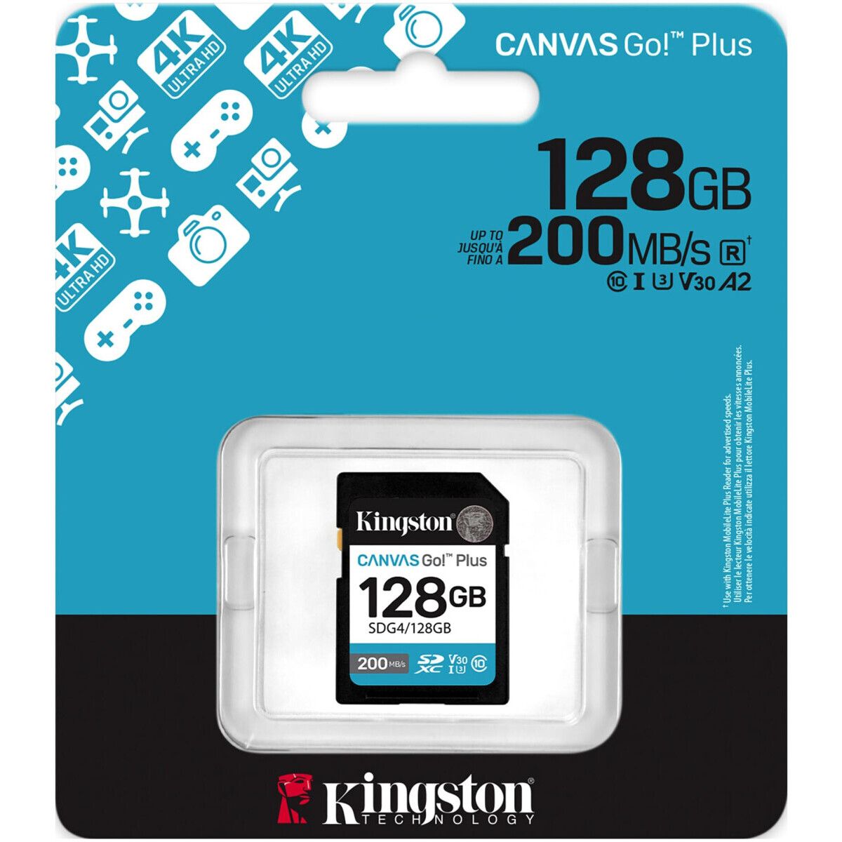 Карта памяти Kingston Canvas Go! Plus SD (SDG4/128GB), 128 Гб детальное изображение - 3
