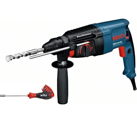 Перфоратор Bosch GBH 2-26 DRE + отвертка Wiha, 800 Вт, 2,7 Дж, 4000 уд/мин детальное изображение - 1