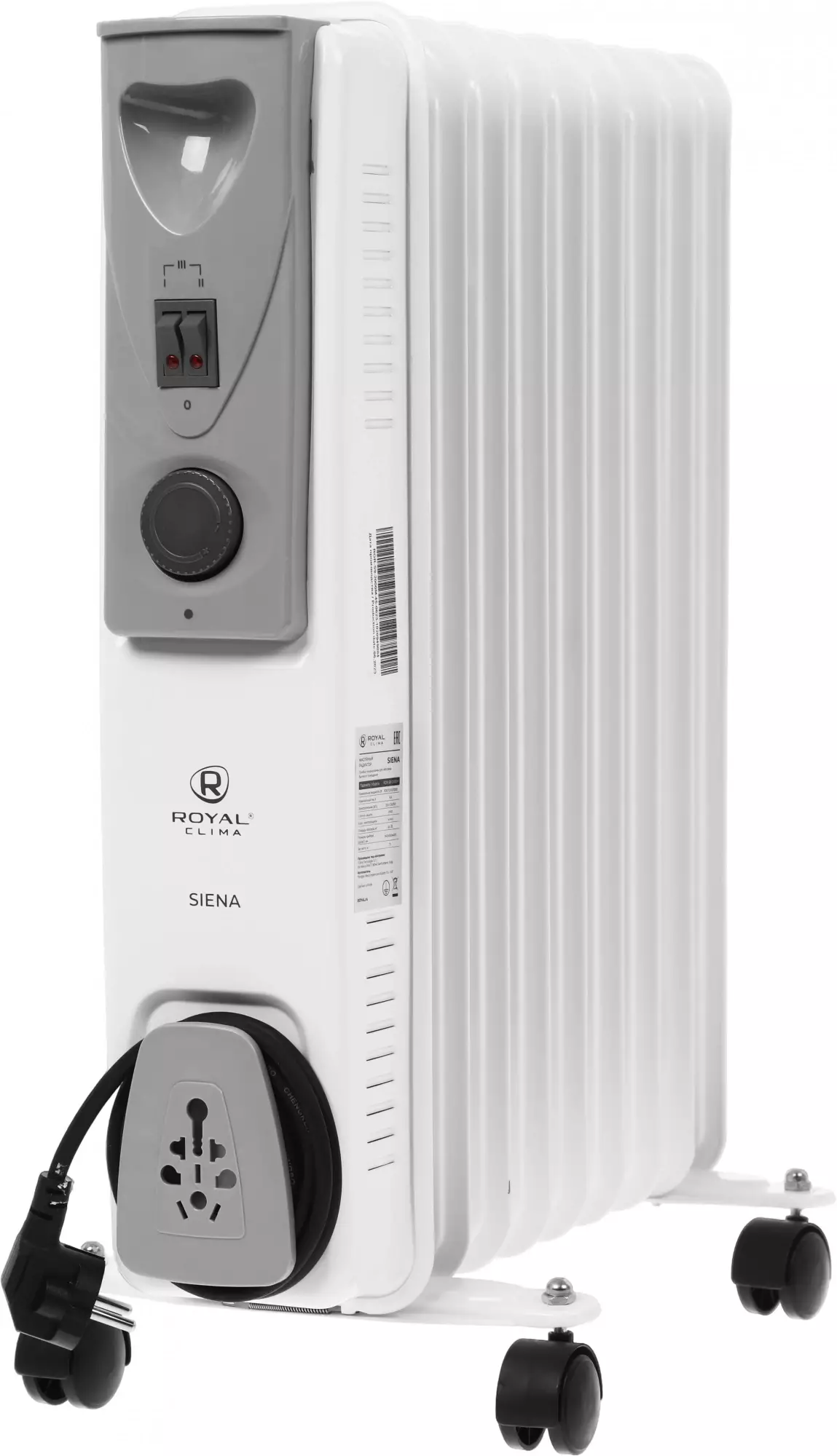 Масляный радиатор Royal Clima Siena ROR-S9-2000M, Белый детальное изображение - 2