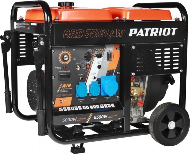 Генератор дизельный с воздушным охлаждением PATRIOT GRD 5500AW 472702255, открытый, 5 кВт, Черный детальное изображение - 1