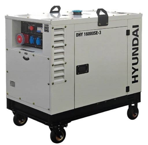 Генератор дизельный с воздушным охлаждением HYUNDAI DHY 16000SE-3, в кожухе, 12 кВт, Белый детальное изображение - 2