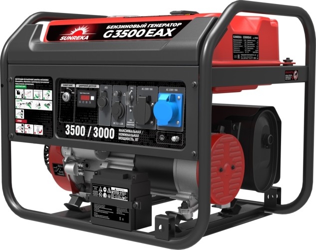 Генератор бензиновый SUNREKA G3500EAX 211002, 3 кВт, Красный детальное изображение - 1