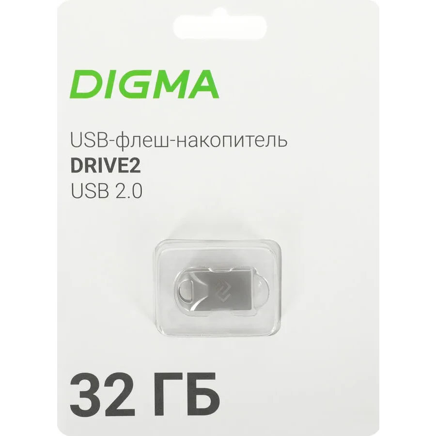 USB Flash накопитель Digma DRIVE2 (DGFUM032A20SR) 32 ГБ, серебряный детальное изображение - 1