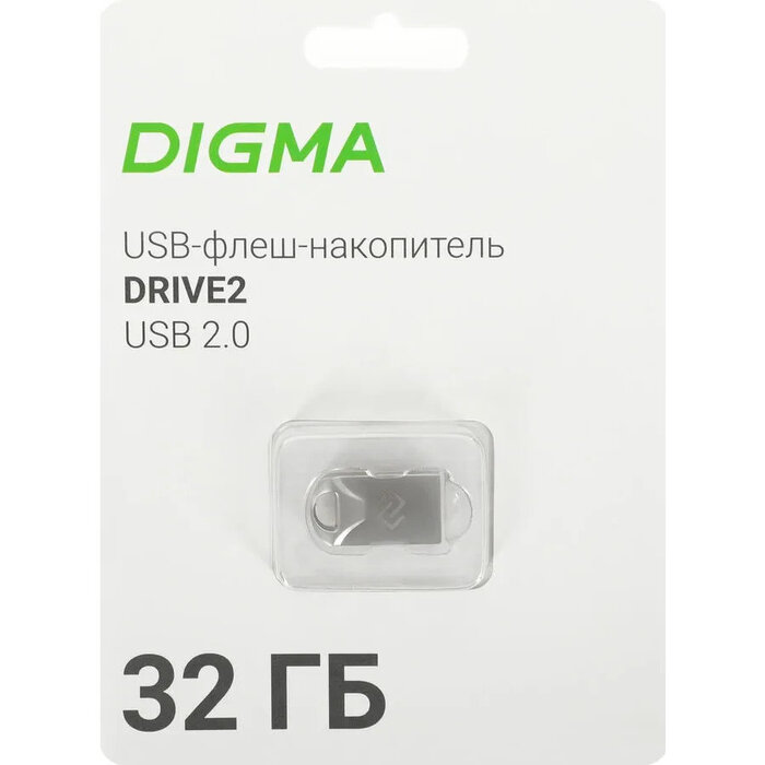 USB Flash накопитель Digma DRIVE2 (DGFUM032A20SR) 32 ГБ, серебряный №1