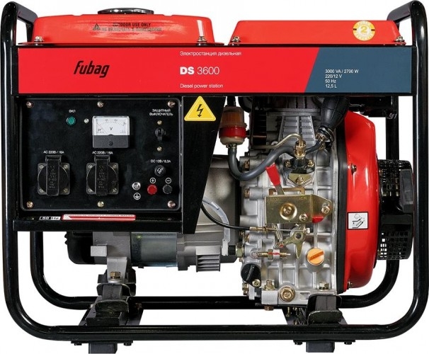 Генератор дизельный с воздушным охлаждением FUBAG DS 3600 838210, открытый, 2.7 кВт, Красный детальное изображение - 3