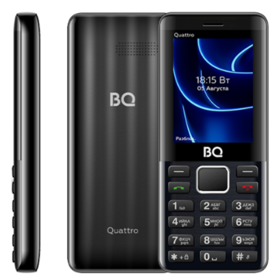 Мобильный телефон BQ 2453 Quattro, 32 Мб, Черный, Micro SIM + Mini SIM детальное изображение - 2