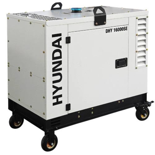 Генератор дизельный с воздушным охлаждением HYUNDAI DHY 16000SE, в кожухе, 12 кВт, Белый детальное изображение - 3