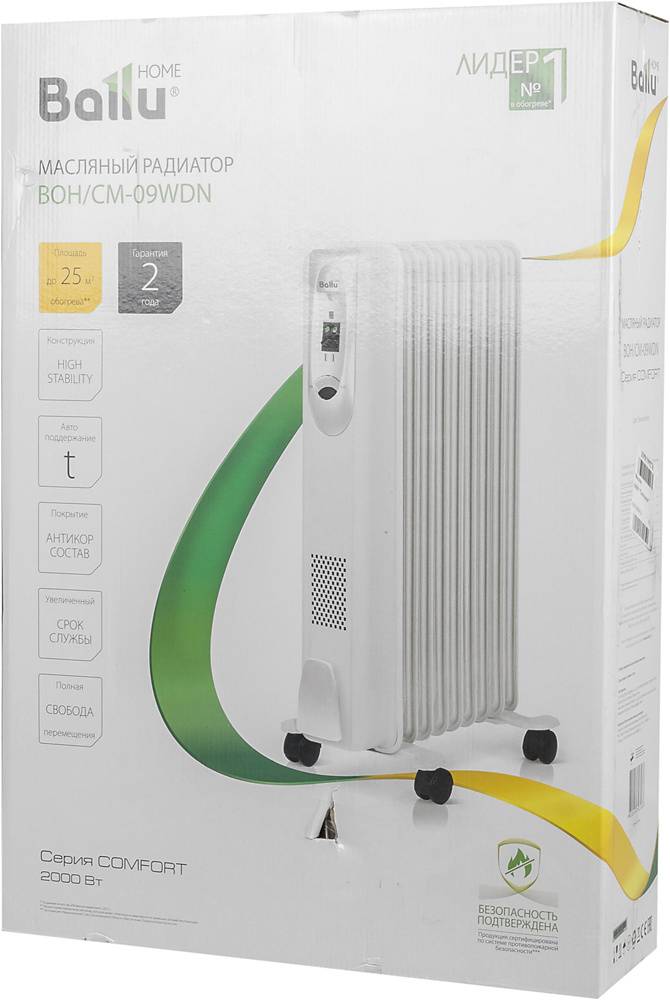 Масляный радиатор Ballu Comfort BOH CM-09WDN, Белый детальное изображение - 9