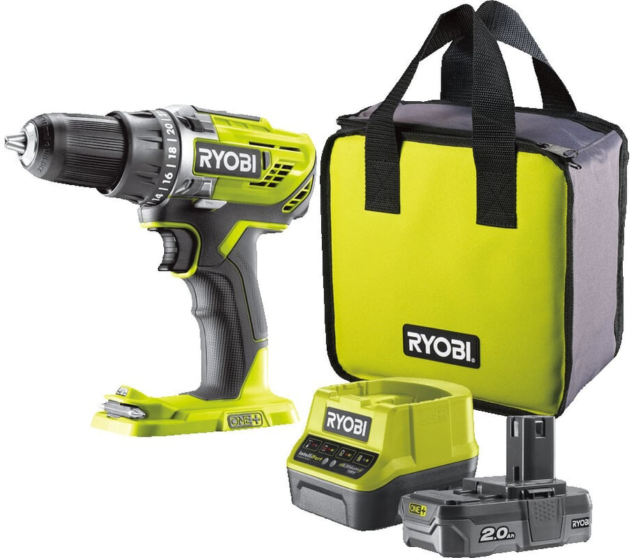 Аккумуляторная дрель-шуруповерт Ryobi R18DD3-120S ONE+ 5133003347, 18 В, 50 Нм, 2 А·ч  детальное изображение - 1