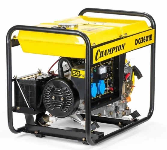 Генератор дизельный с воздушным охлаждением CHAMPION DG3601E, открытый, 2.7 кВт, Желтый детальное изображение - 3