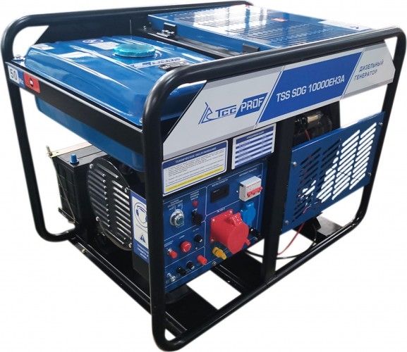 Генератор дизельный с воздушным охлаждением ТСС SDG 10000EH3A 100038, открытый, 10 кВт, Синий детальное изображение - 1