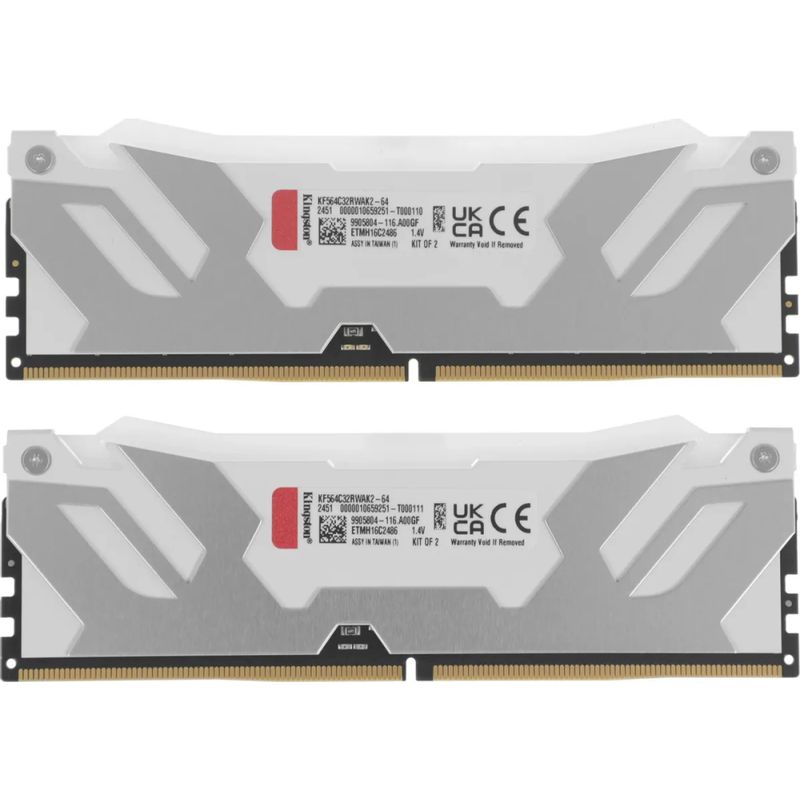Оперативная память Kingston Fury Renegade White RGB DDR5 7200MHz, KF572C38RWAK2-32, 2x16 Гб KIT, 32 Гб детальное изображение - 6