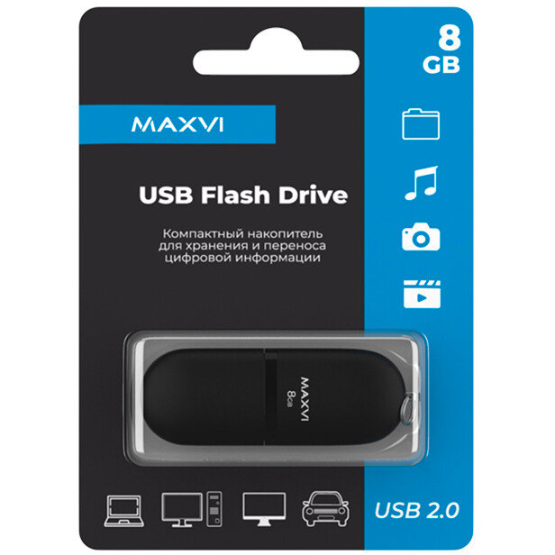 USB Flash накопитель MAXVI SF 8 ГБ, черный детальное изображение - 3