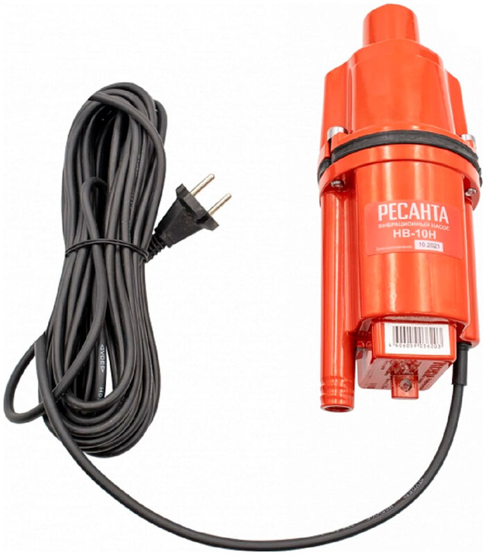 Вибрационный насос Ресанта НВ-10Н, 22 л/мин, 20 мм, напор 75 м, d=100 мм, 300 Вт, Оранжевый №1