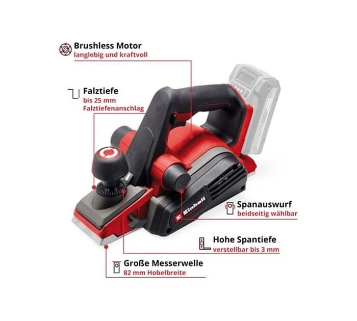 Электрический рубанок Einhell PXC TP-PL 18/3 Li BL 4345405, 600 Вт,  Красный №6