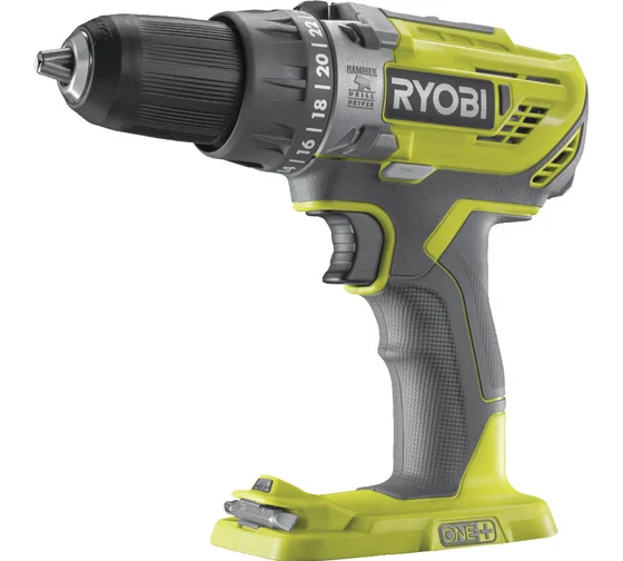 Аккумуляторная дрель-шуруповерт Ryobi ONE+ R18PD3-0 5133002888, 18 В, 50 Нм, б/а  детальное изображение - 1
