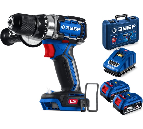 Бесщеточная дрель-шуруповерт ЗУБР Профессионал 20 В, 2 АКБ LMS, кейс DB-70-42, 20 В, 70 Нм, 4 А·ч детальное изображение - 1