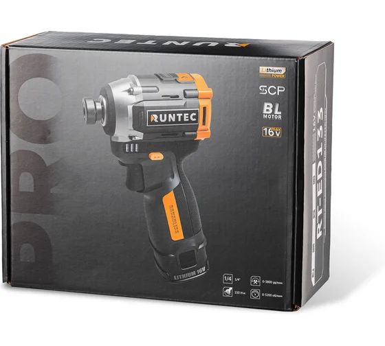 Аккумуляторная дрель-шуруповерт RUNTEC PRO RT-ED133, 18 В, 150 Нм, 2 А·ч детальное изображение - 7