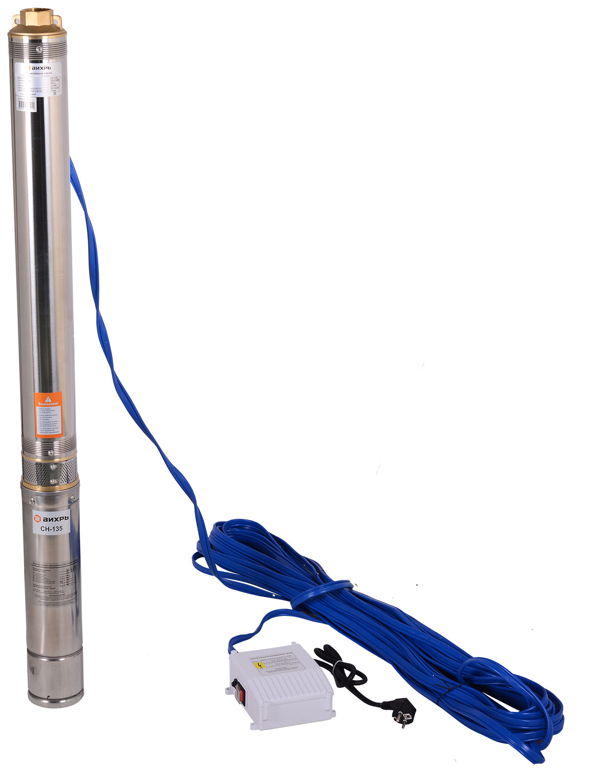 Насос Вихрь СН-135, 95 л/мин, 75 мм, напор 135 м, d=102 мм, 1800 Вт, Серый детальное изображение - 2