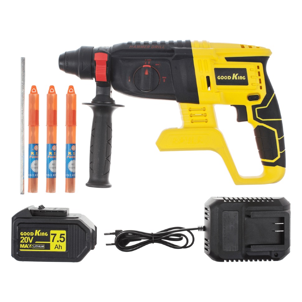 Аккумуляторный перфоратор GOODKING EP-207501, 2 аккумулятора EP-207502, 2 Дж, 6200 уд/мин детальное изображение - 2