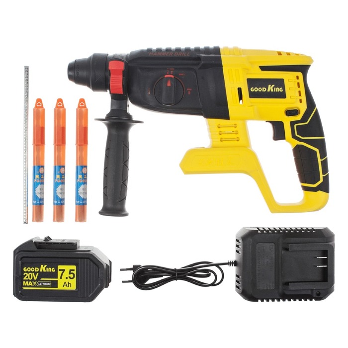 Аккумуляторный перфоратор GOODKING EP-207501, 2 аккумулятора EP-207502, 2 Дж, 6200 уд/мин №2