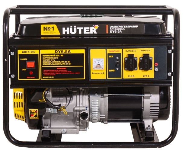 Генератор бензиновый HUTER DY6.5A 64/1/57, 5 кВт, Черный детальное изображение - 2