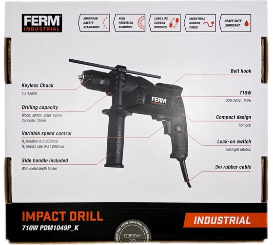 Ударная дрель FERM PDM1049P_K, 710 Вт детальное изображение - 4