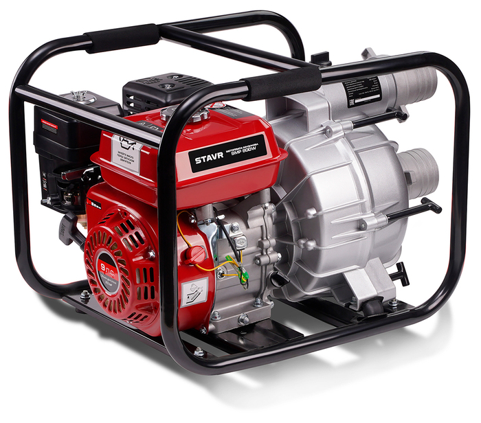 Мотопомпа Ставр SMP 80DW, 1100 л/мин, 80 мм, напор 25 м, d=80 мм, 6620 Вт, Красный №1