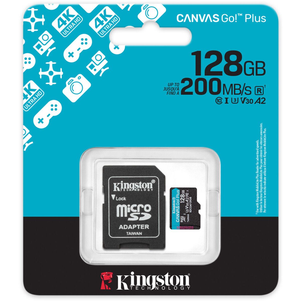Карта памяти Kingston Canvas Go! Plus MicroSD + SD адаптер (SDCG4/128GB), 128 Гб детальное изображение - 3