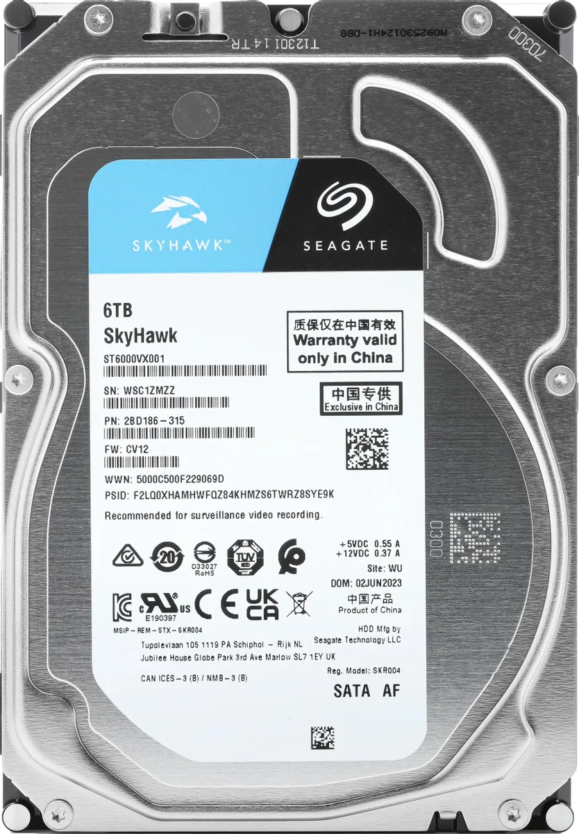 Жёсткий диск Seagate SkyHawk ST6000VX001, SATA-III, 5400 об/мин, 6 ТБ детальное изображение - 1