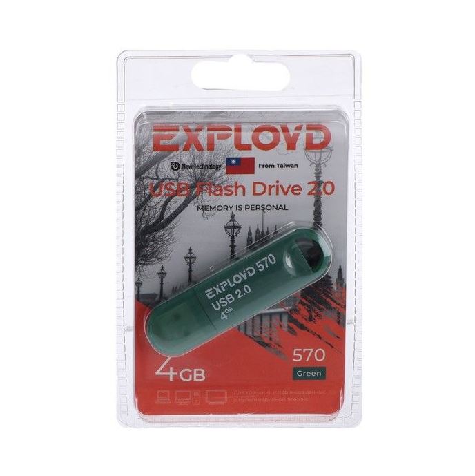 USB Flash накопитель Exployd 570 4 ГБ, зеленый детальное изображение - 1