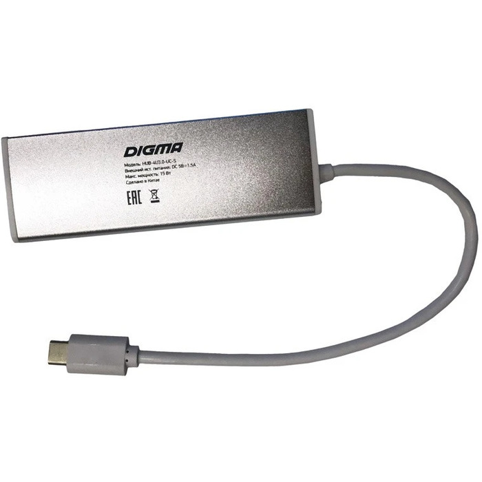 USB-концентратор Digma HUB-4U3.0-UC-S, Серебристый №2