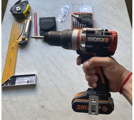 Аккумуляторная бесщеточная ударная дрель-шуруповерт WORX WX354, 20 В, 60 Нм, 2 А·ч детальное изображение - 7