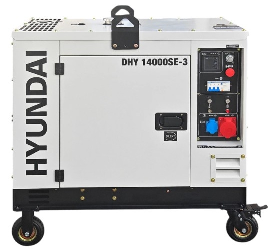 Генератор дизельный с воздушным охлаждением HYUNDAI DHY 14000SE-3, в кожухе, 10 кВт, Белый детальное изображение - 2