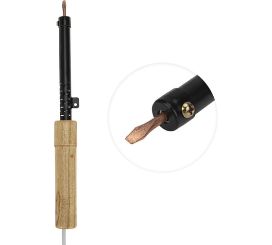 Паяльник REXANT ПД 220В  деревянная ручка ЭПСН 12-0240, 40 Вт детальное изображение - 4