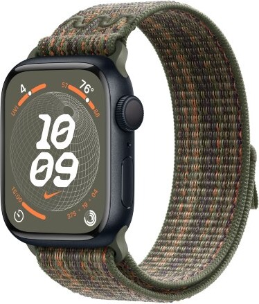 Умные часы Apple Watch Series 9 Midnight Aluminum Case GPS + Cellular with Nike Sport Band Sequoia/Orange, 45 mm, Секвойя/Оранжевый детальное изображение - 1