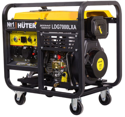 Генератор дизельный с воздушным охлаждением HUTER LDG 7000LXA 64/2/8, открытый, 5 кВт, Желтый детальное изображение - 1
